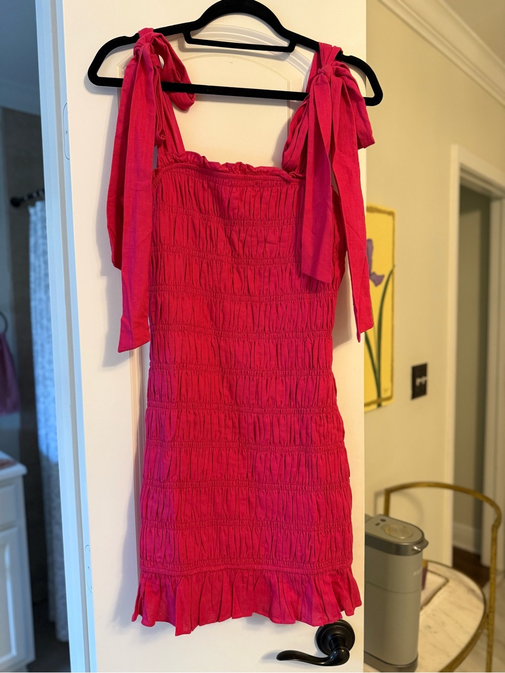 Endless Rose Hot Pink Smocked Tie-Shoulder Mini Dress
